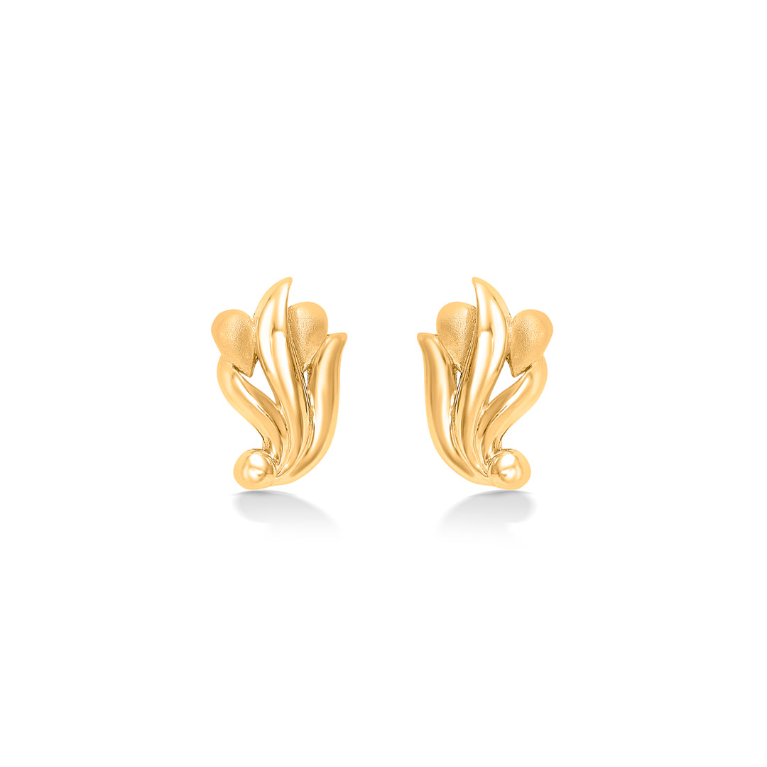 Flourishing Glam Yellow Gold Stud Earring For Women