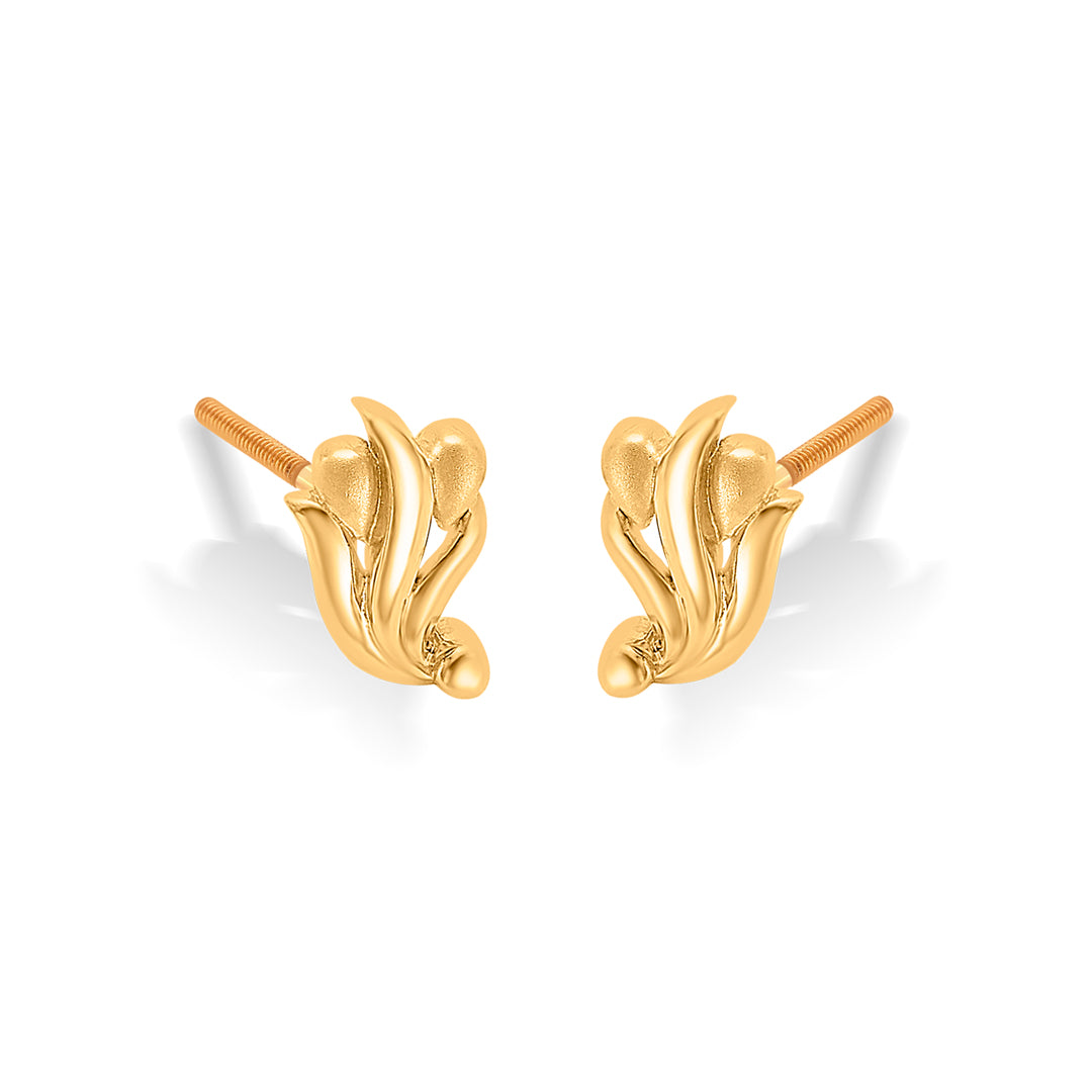 flourishing glam yellow gold stud earring for women