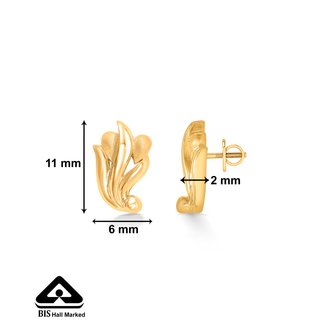 flourishing glam yellow gold stud earring for women
