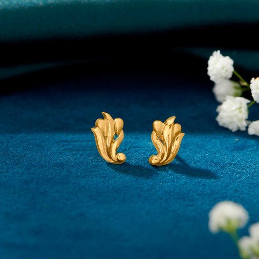 Flourishing Glam Yellow Gold Stud Earring For Woman