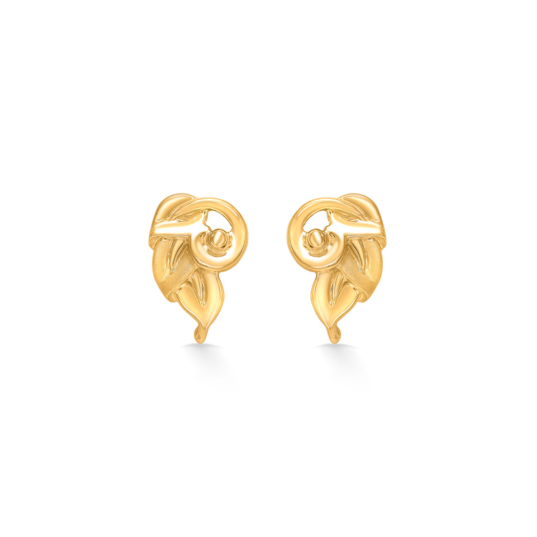 Willow Vibe Yellow Gold Stud Earring For Women