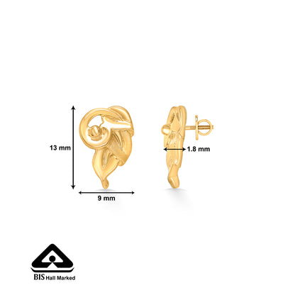 Willow Vibe Yellow Gold Stud Earring For Women