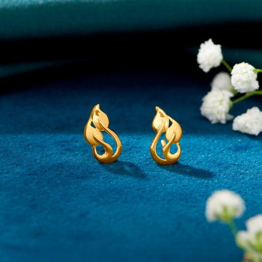 Trendy Triumph Yellow Gold Stud Earring For Woman