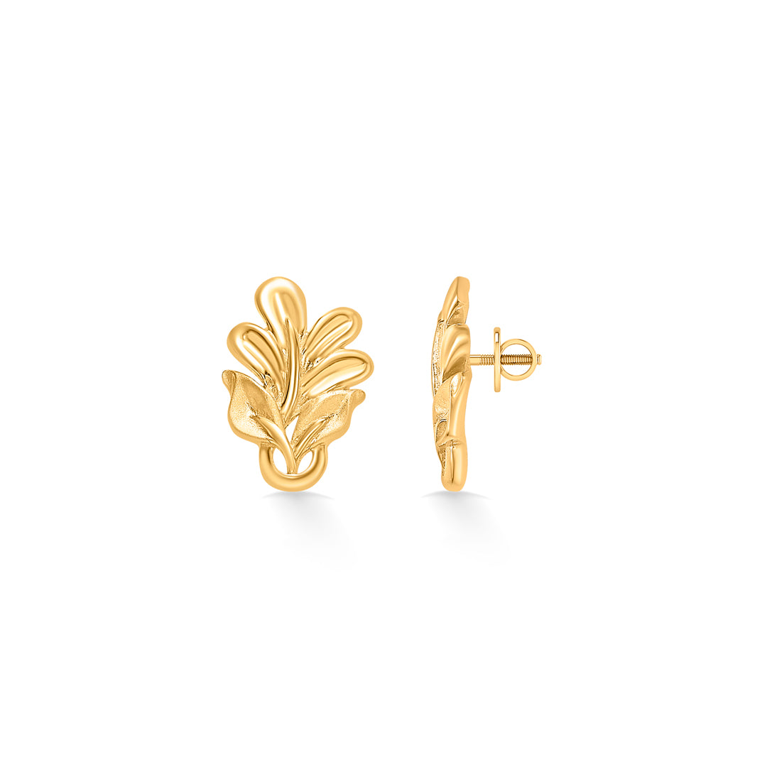 vine vista yellow gold stud earring for women