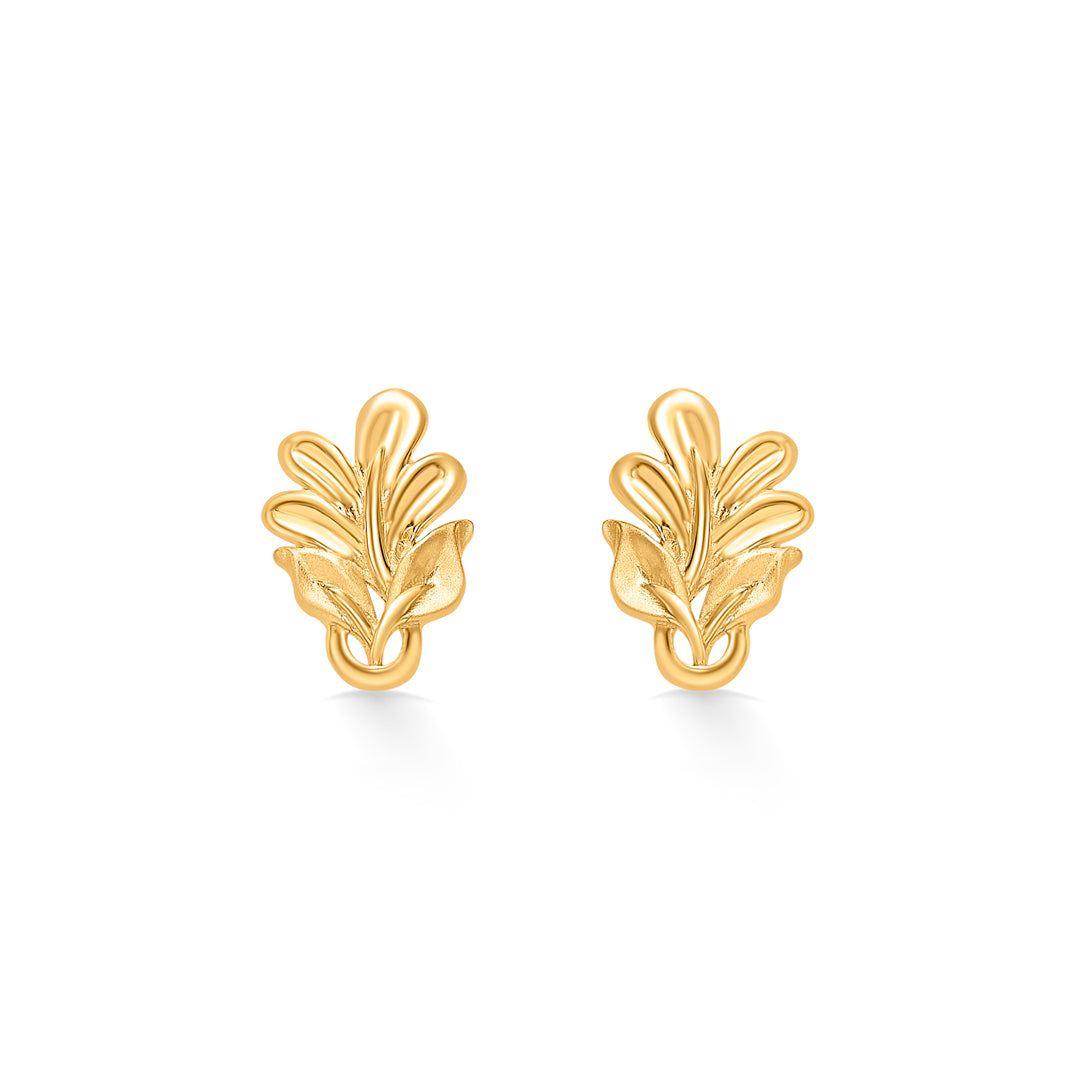 Vine Vista Yellow Gold Stud Earring For Women