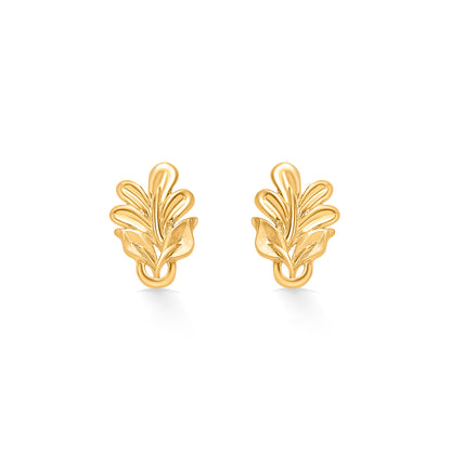 Vine Vista Yellow Gold Stud Earring For Women
