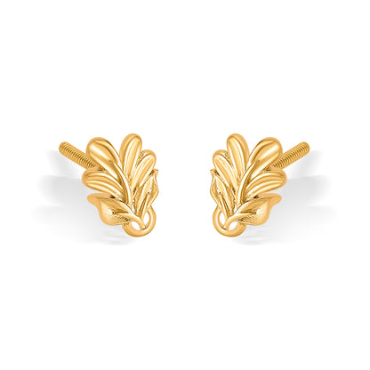 Vine Vista Yellow Gold Stud Earring For Women
