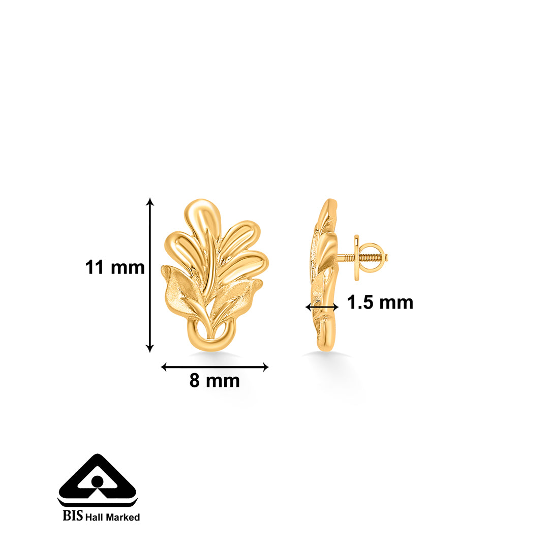 vine vista yellow gold stud earring for women