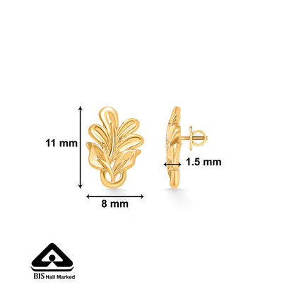 Vine Vista Yellow Gold Stud Earring For Women
