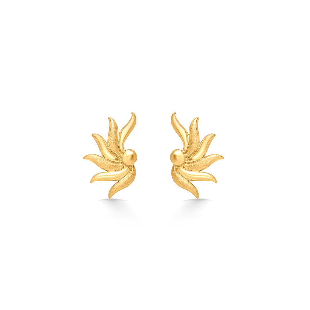 Sunray Slice Yellow Gold Stud Earring For Women