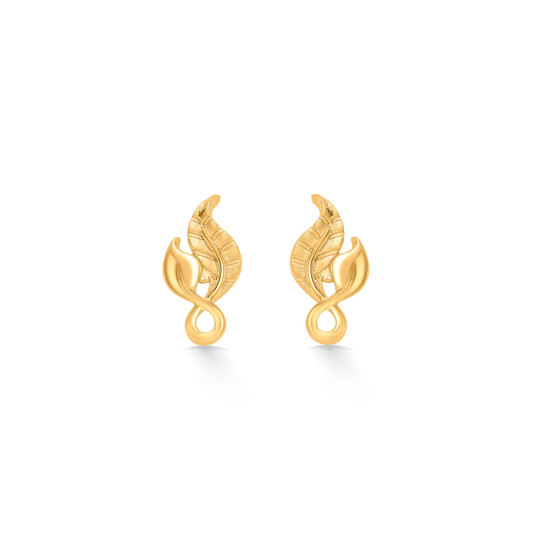 Fern Fantasy Yellow Gold Stud Earring For Women