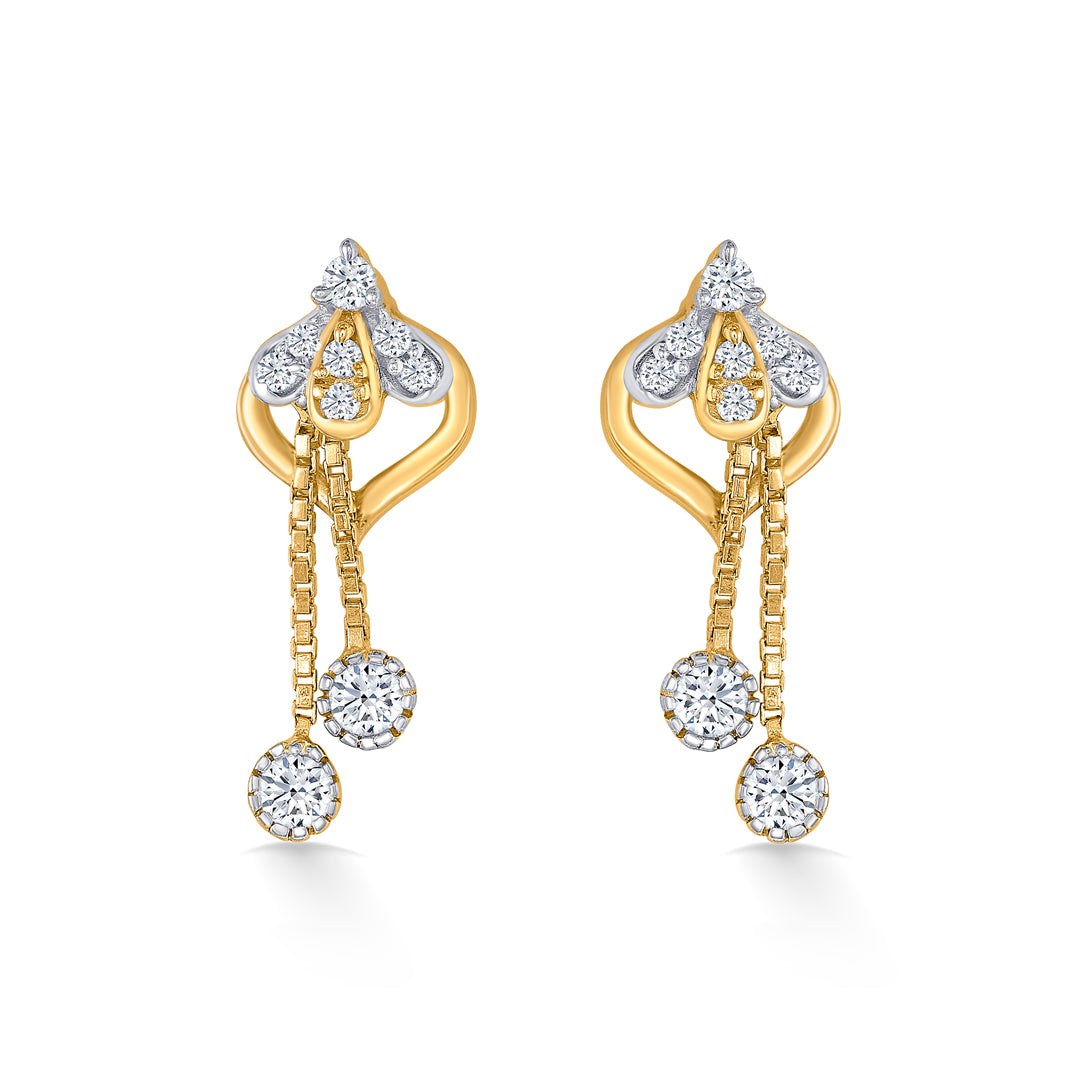 Flora Fantasy Yellow Gold Dangler Earring For Women