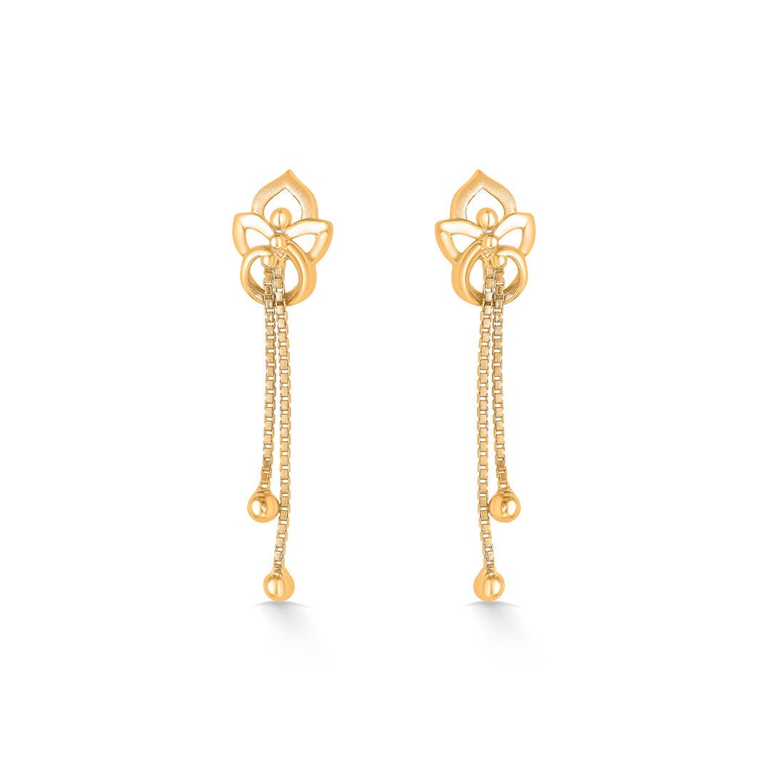 Leafy Trails Yellow Gold Dangler Earring For Women