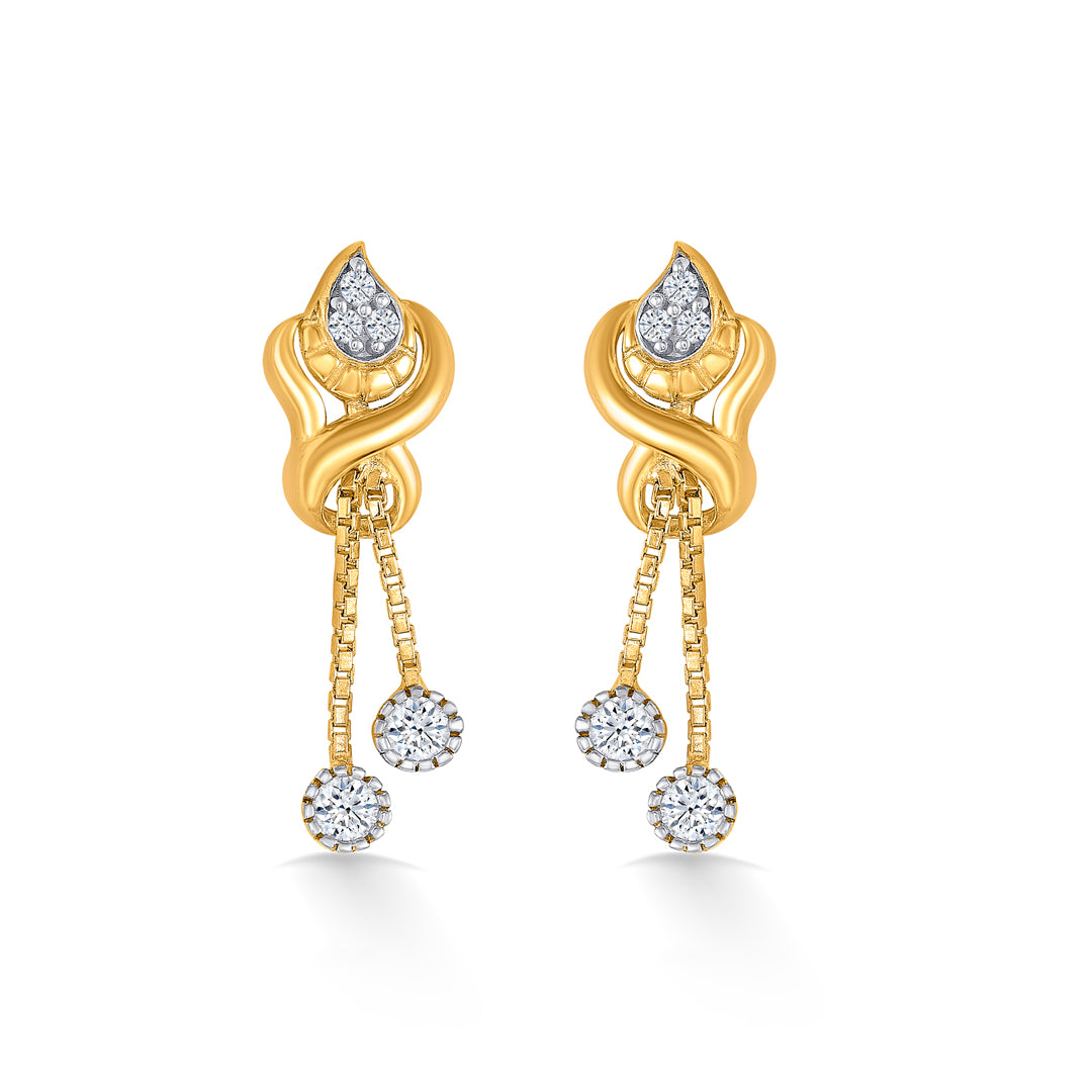 Innovative Sparkle Yellow Gold Dangler Earring For Women