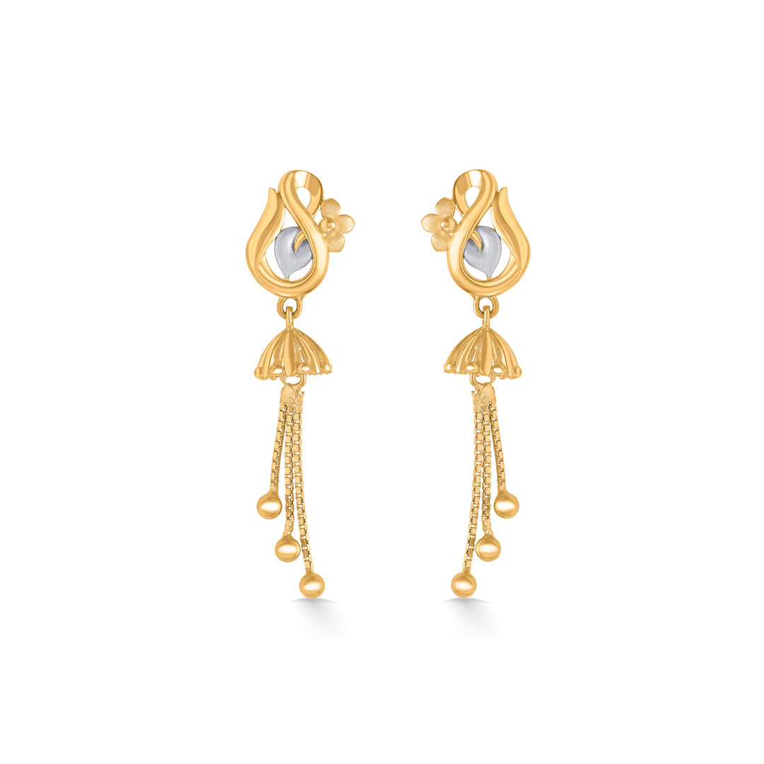Mystic Dew Yellow Gold Dangler Earring For Women