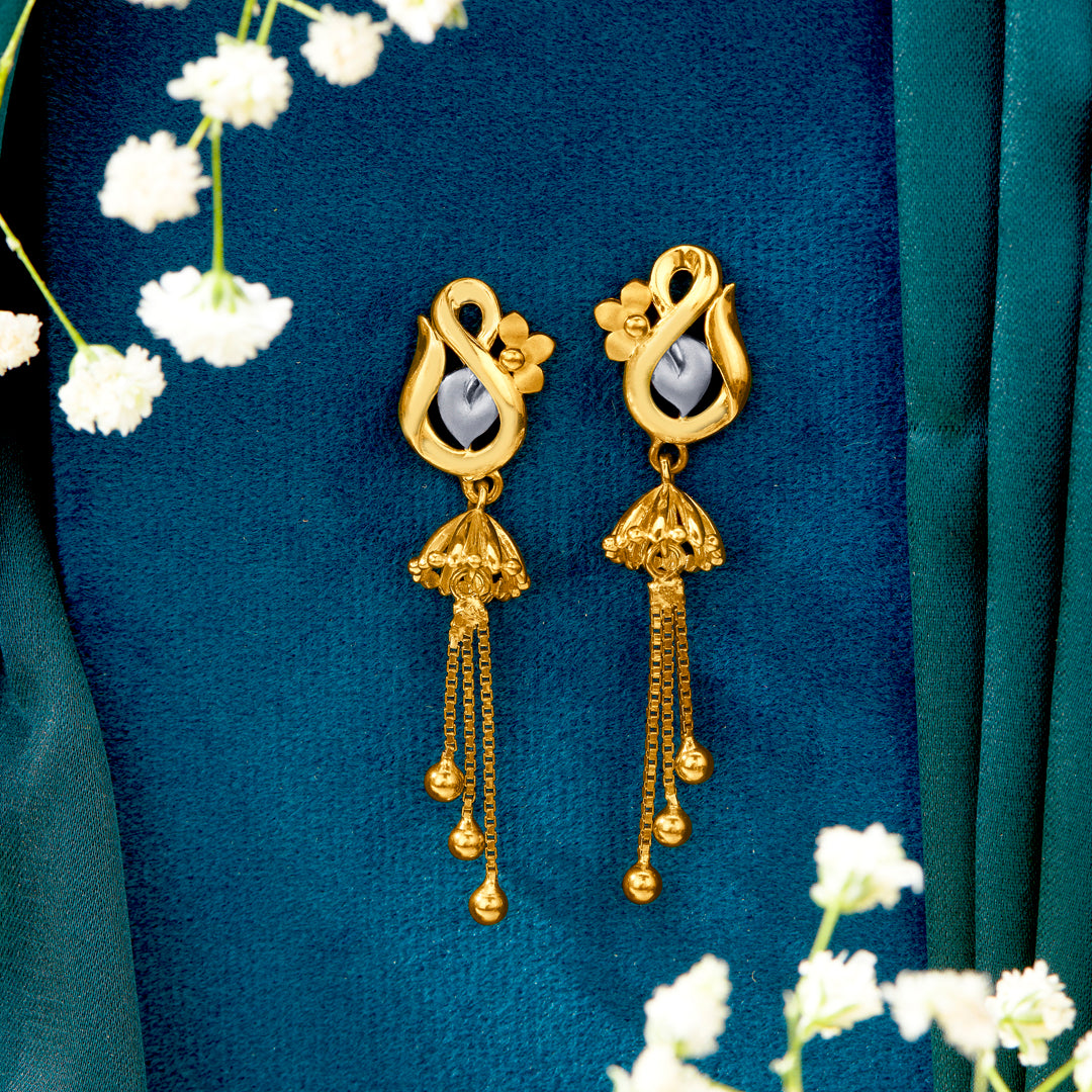 mystic dew yellow gold dangler earring for woman