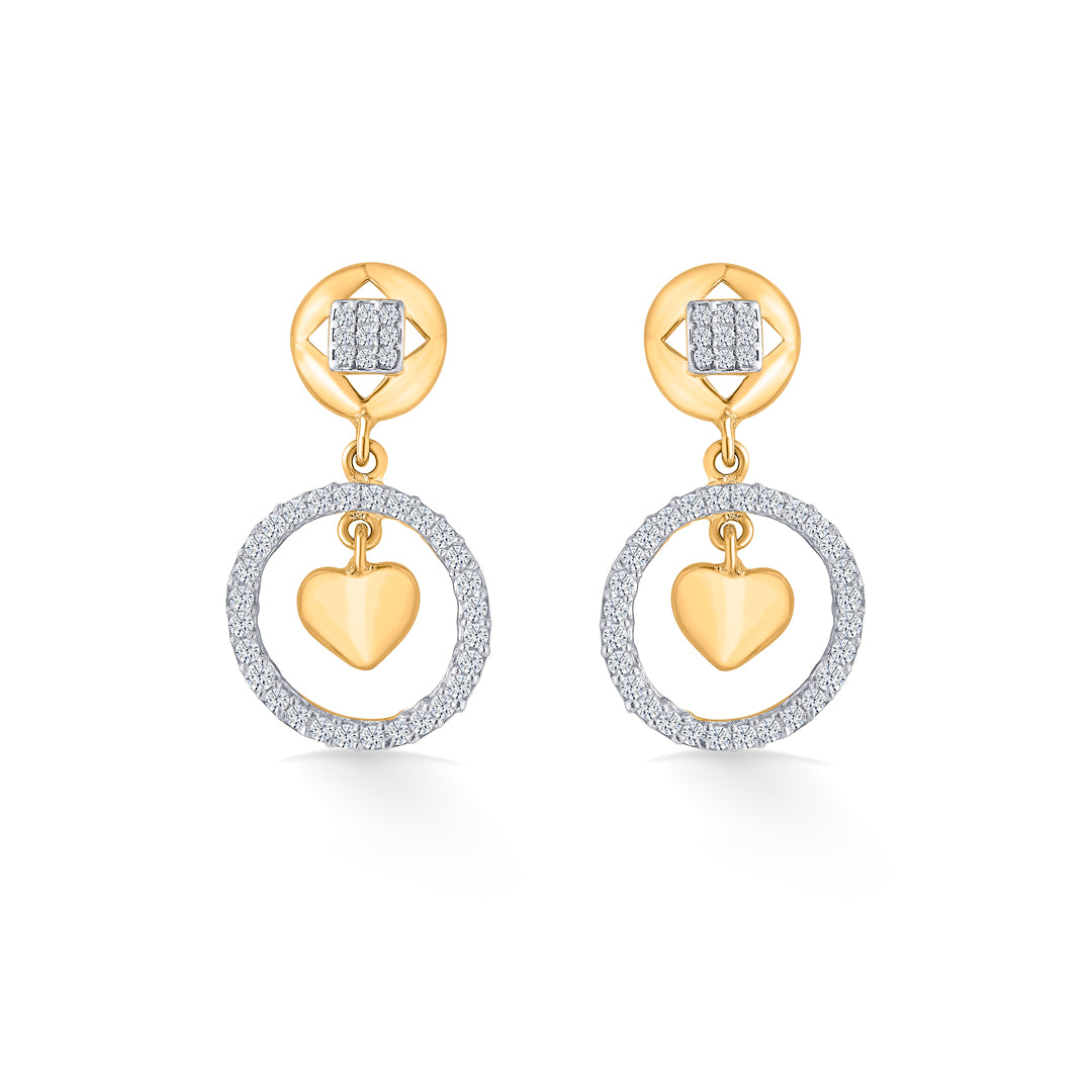 Crystal Mist Yellow Gold Dangler Earring For Women