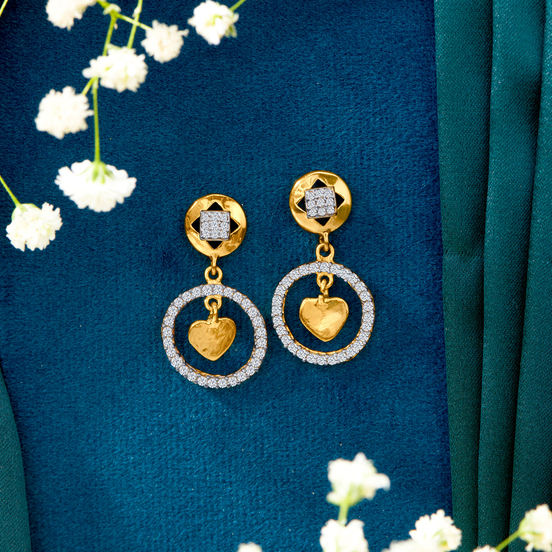 Crystal Mist Yellow Gold Dangler Earring For Women