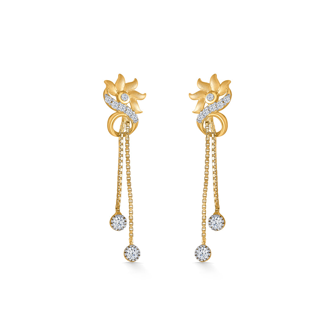 Frosted Elegance Yellow Gold Dangler Earring For Women