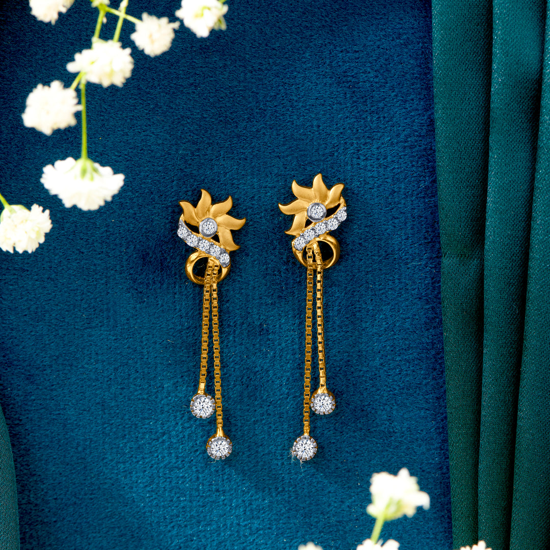Frosted Elegance Yellow Gold Dangler Earring For Women