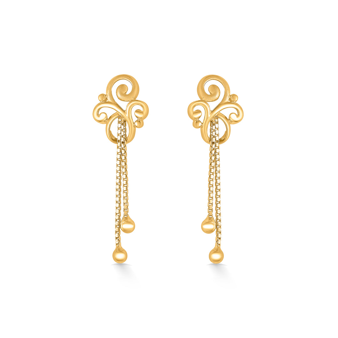 Ascending Grace Yellow Gold Dangler Earring For Women