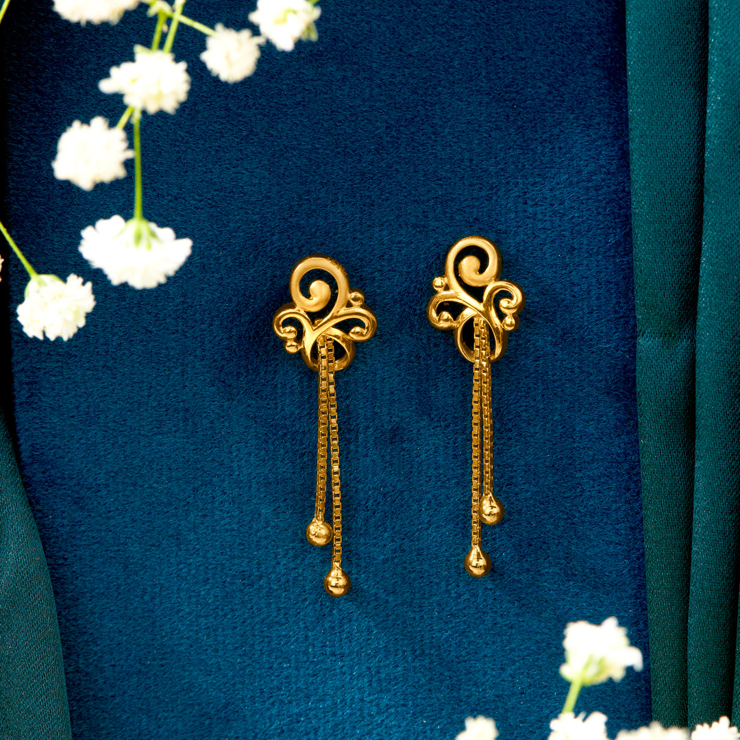 Ascending Grace Yellow Gold Dangler Earring For Women