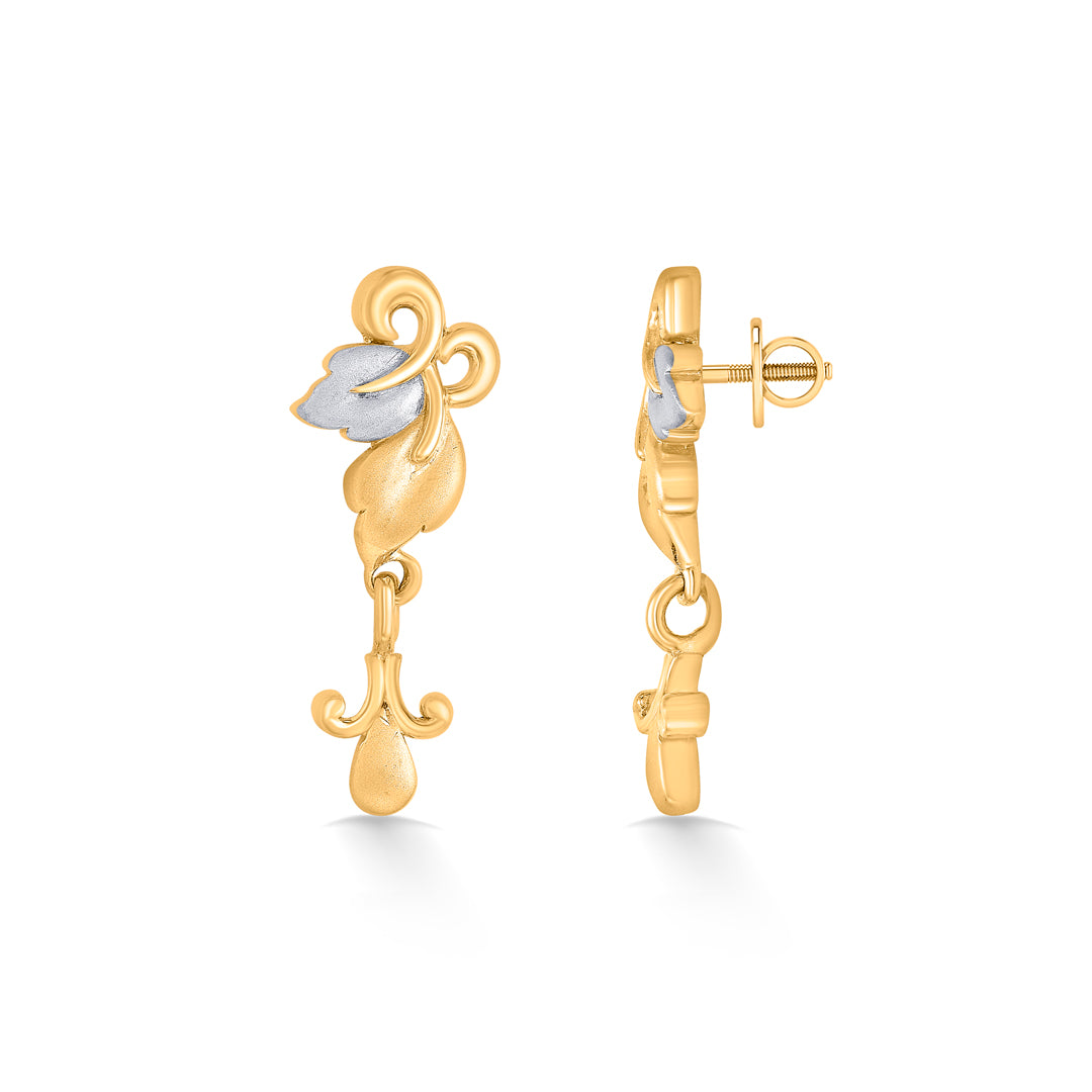 climbing blossom yellow gold dangler earring for women