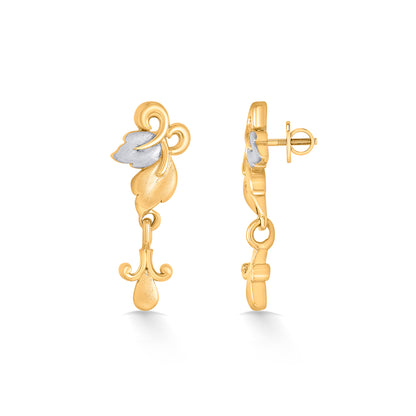 Climbing Blossom Yellow Gold Dangler Earring For Women
