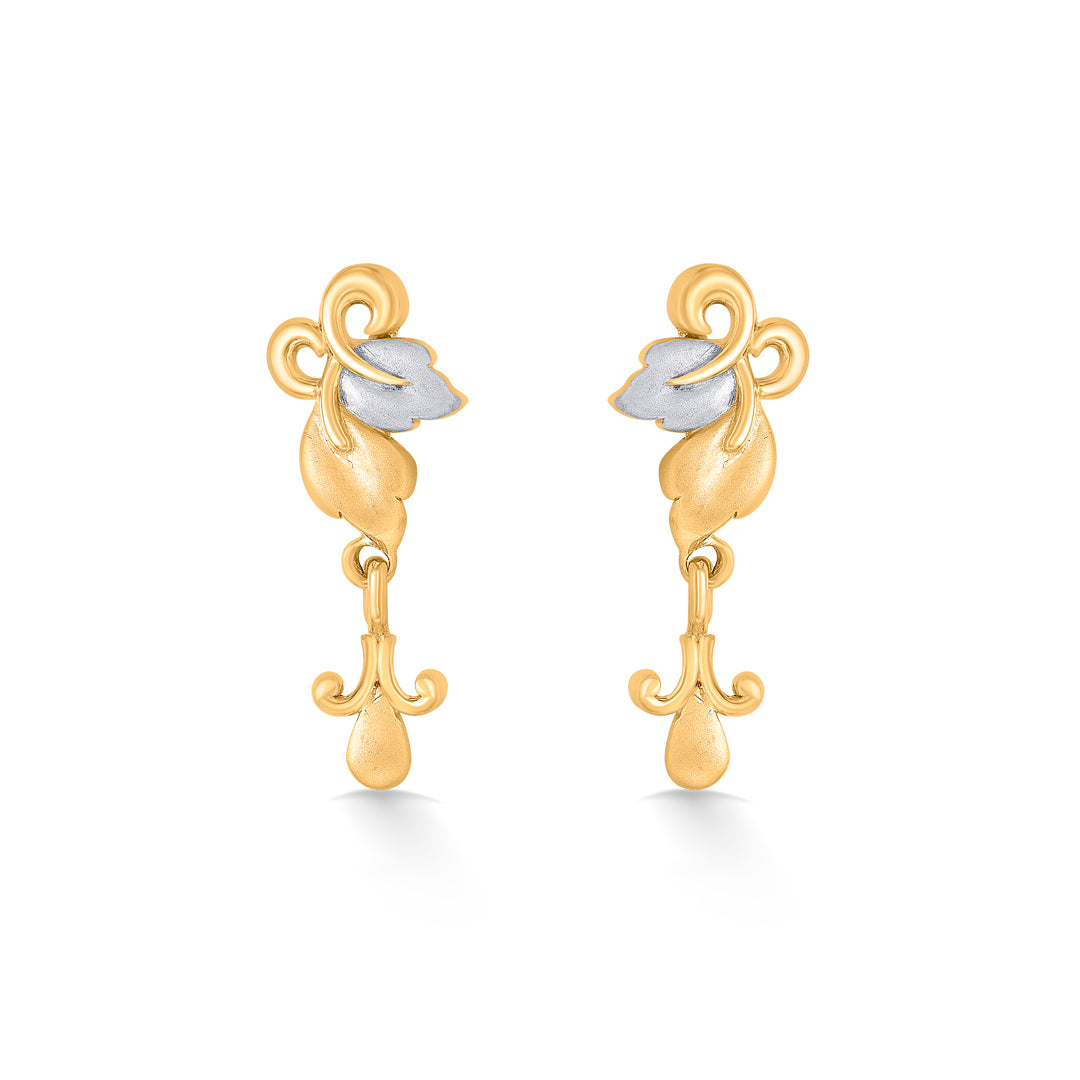 Climbing Blossom Yellow Gold Dangler Earring For Women