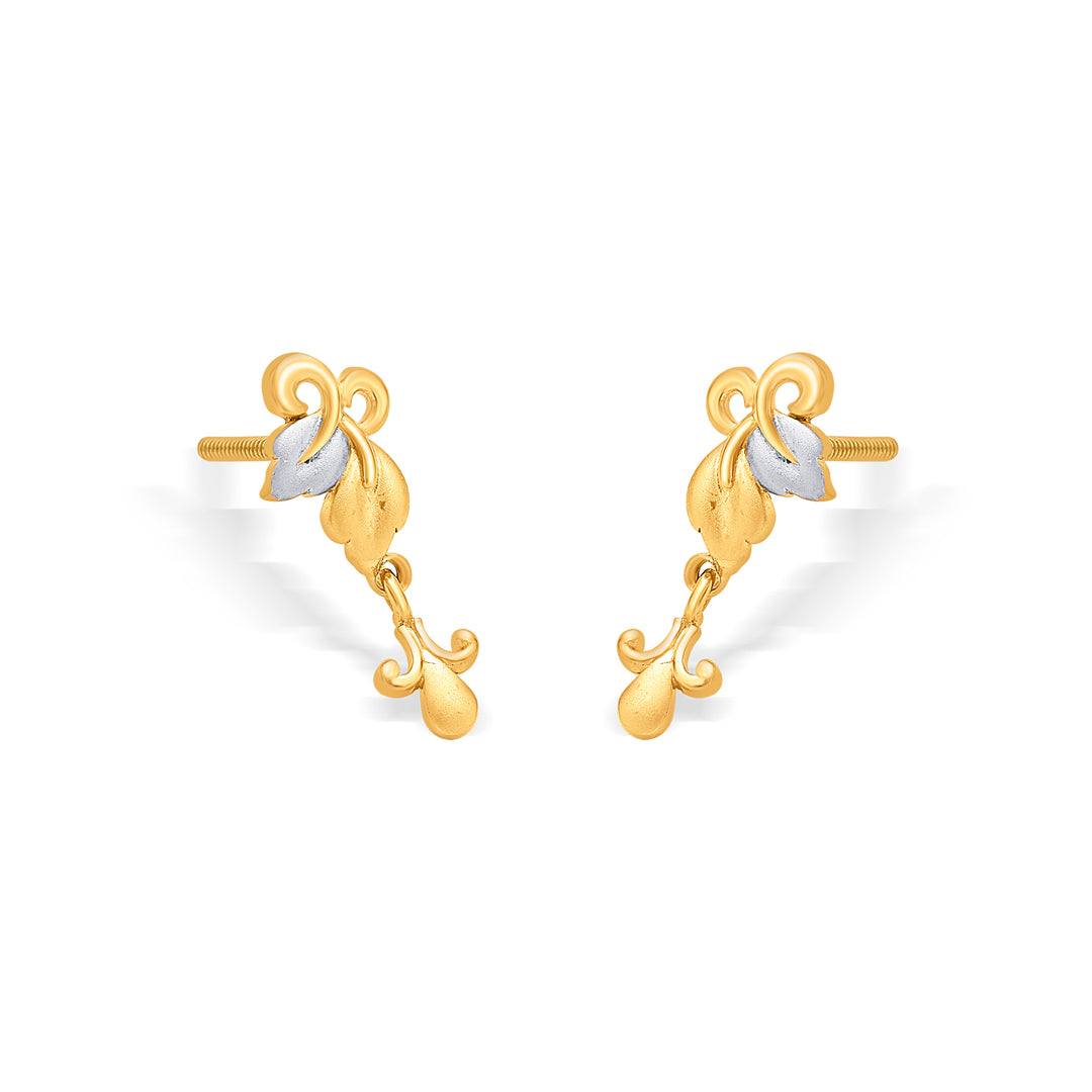 climbing blossom yellow gold dangler earring for women