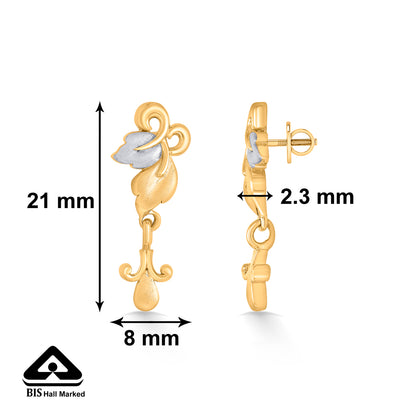 Climbing Blossom Yellow Gold Dangler Earring For Women