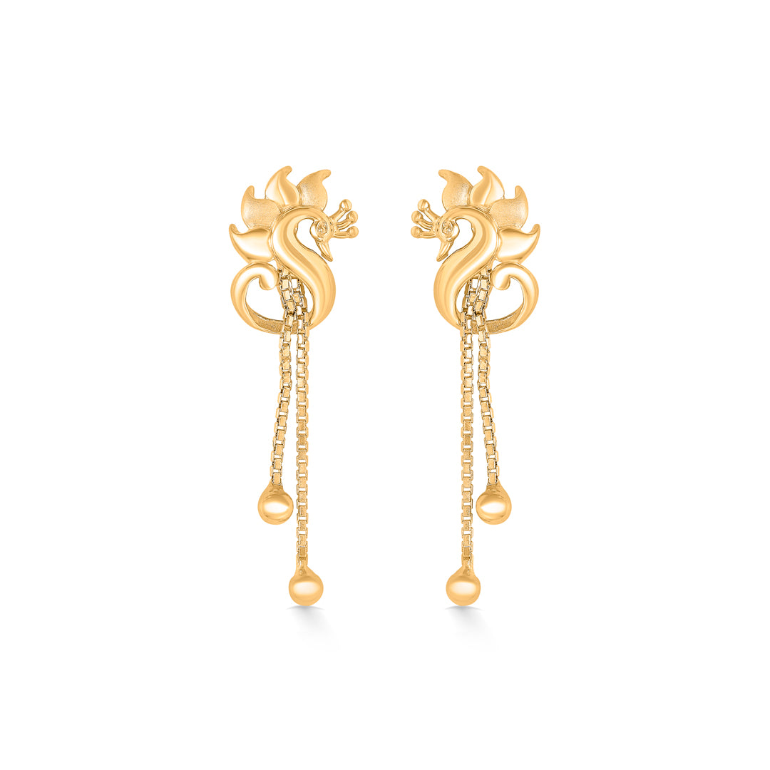 Galaxy Ripple Yellow Gold Dangler Earring For Women