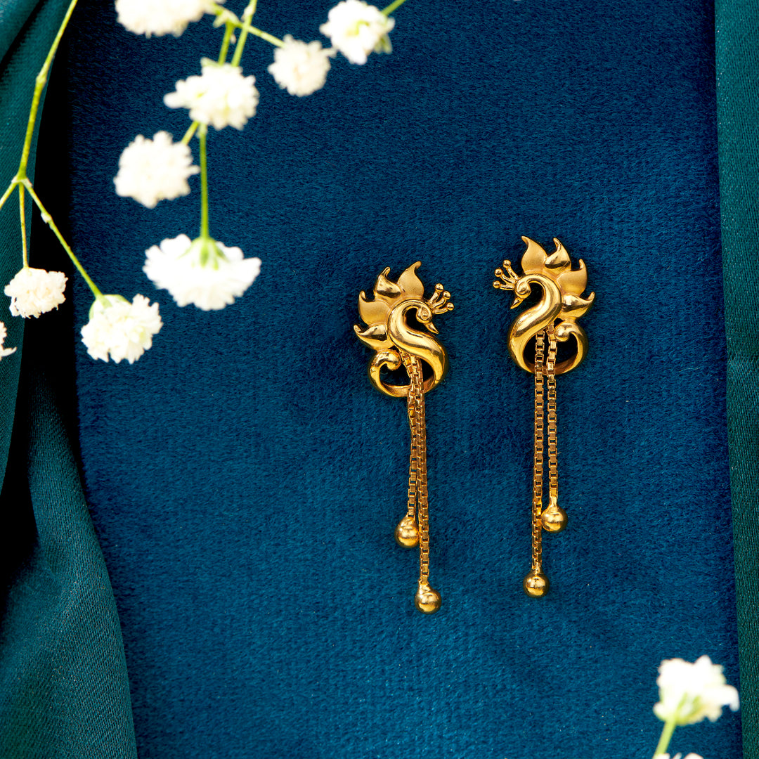 Galaxy Ripple Yellow Gold Dangler Earring For Women