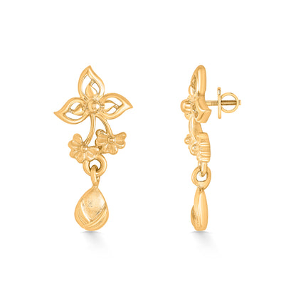 Glimmering Petals Yellow Gold Dangler Earring For Women