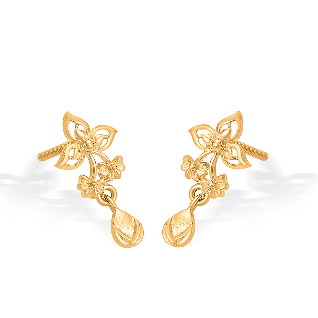 glimmering petals yellow gold dangler earring for women