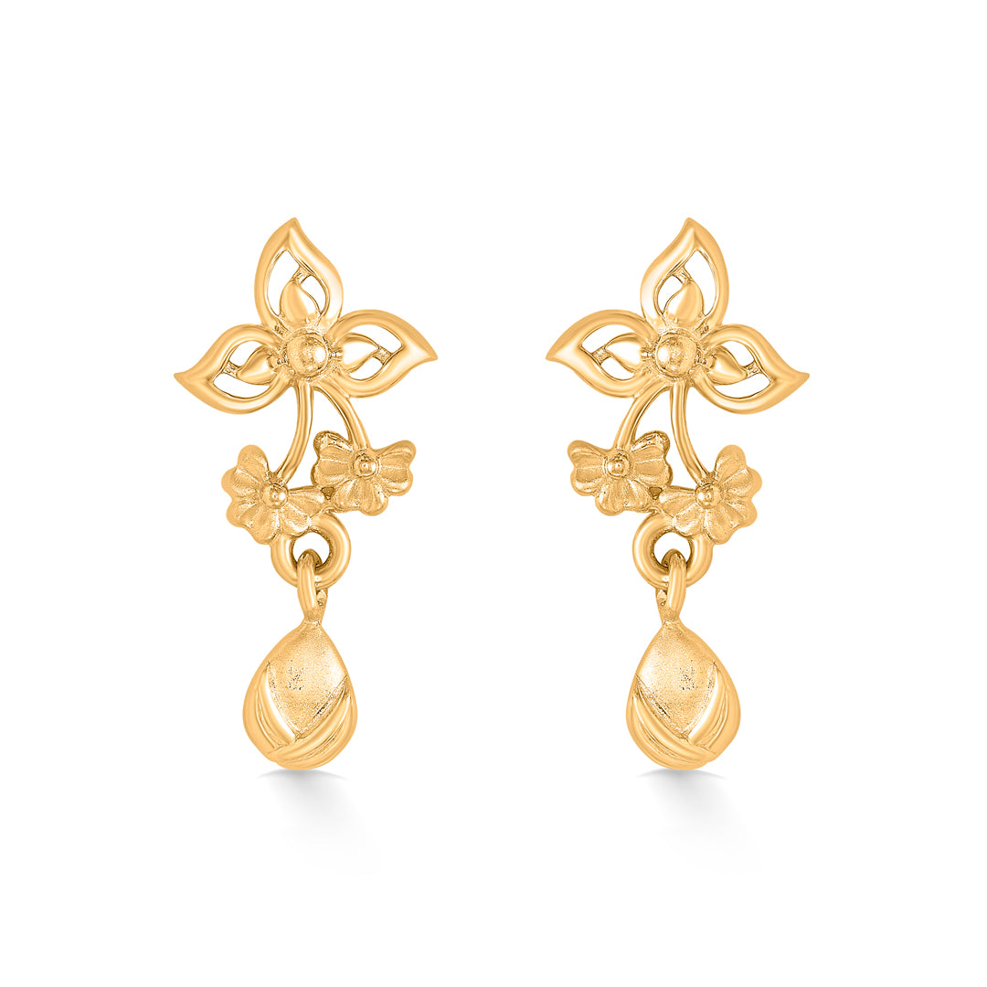 glimmering petals yellow gold dangler earring for women