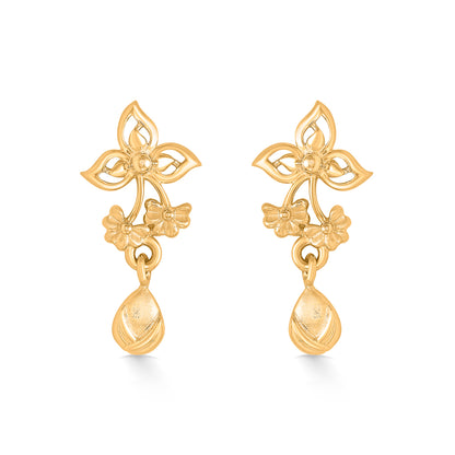 Glimmering Petals Yellow Gold Dangler Earring For Women