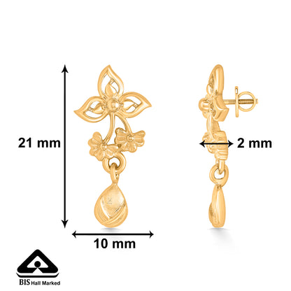 Glimmering Petals Yellow Gold Dangler Earring For Women