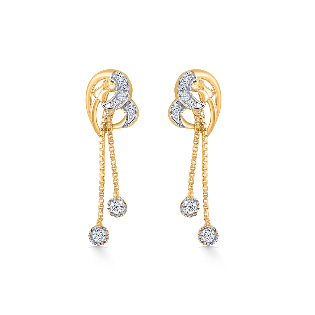 Morning Dew Yellow Gold Dangler Earring For Women