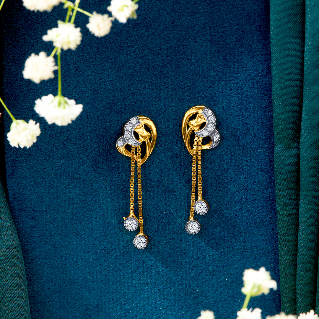 Morning Dew Yellow Gold Dangler Earring For Women