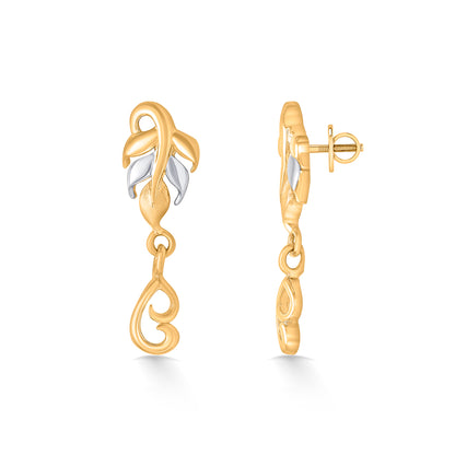 Twist of Nature Yellow Gold Dangler Earring For Women