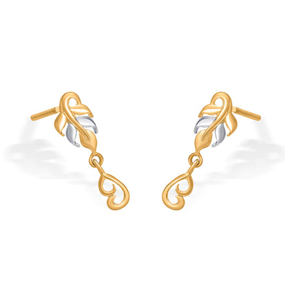 Twist of Nature Yellow Gold Dangler Earring For Women