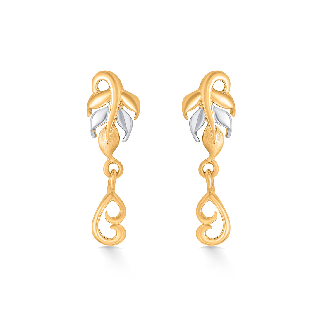 twist of nature yellow gold dangler earring for women