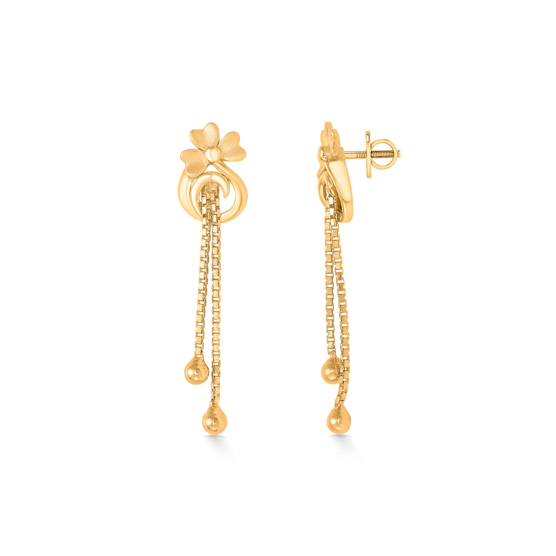 velvet vines yellow gold dangler earring for women