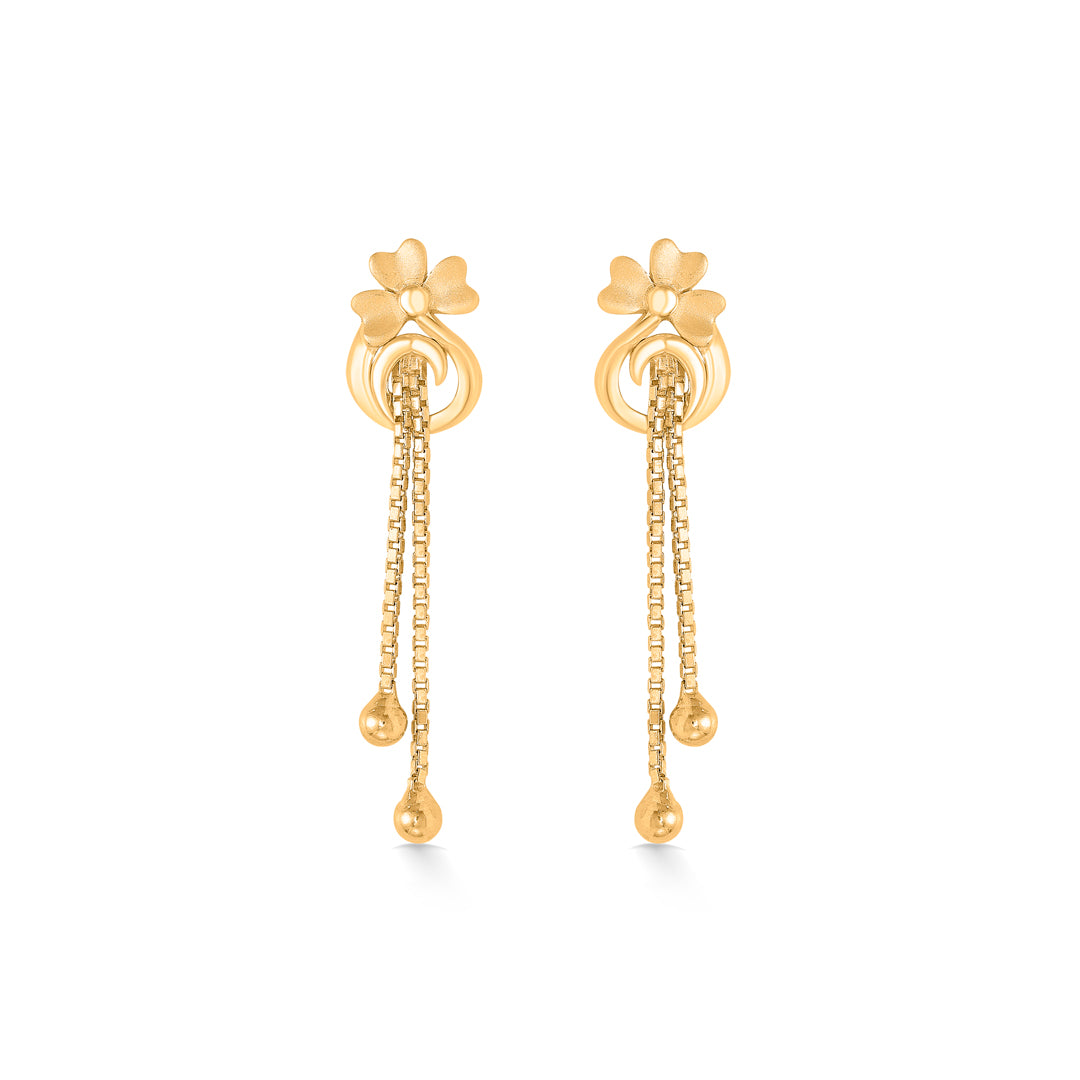 velvet vines yellow gold dangler earring for women