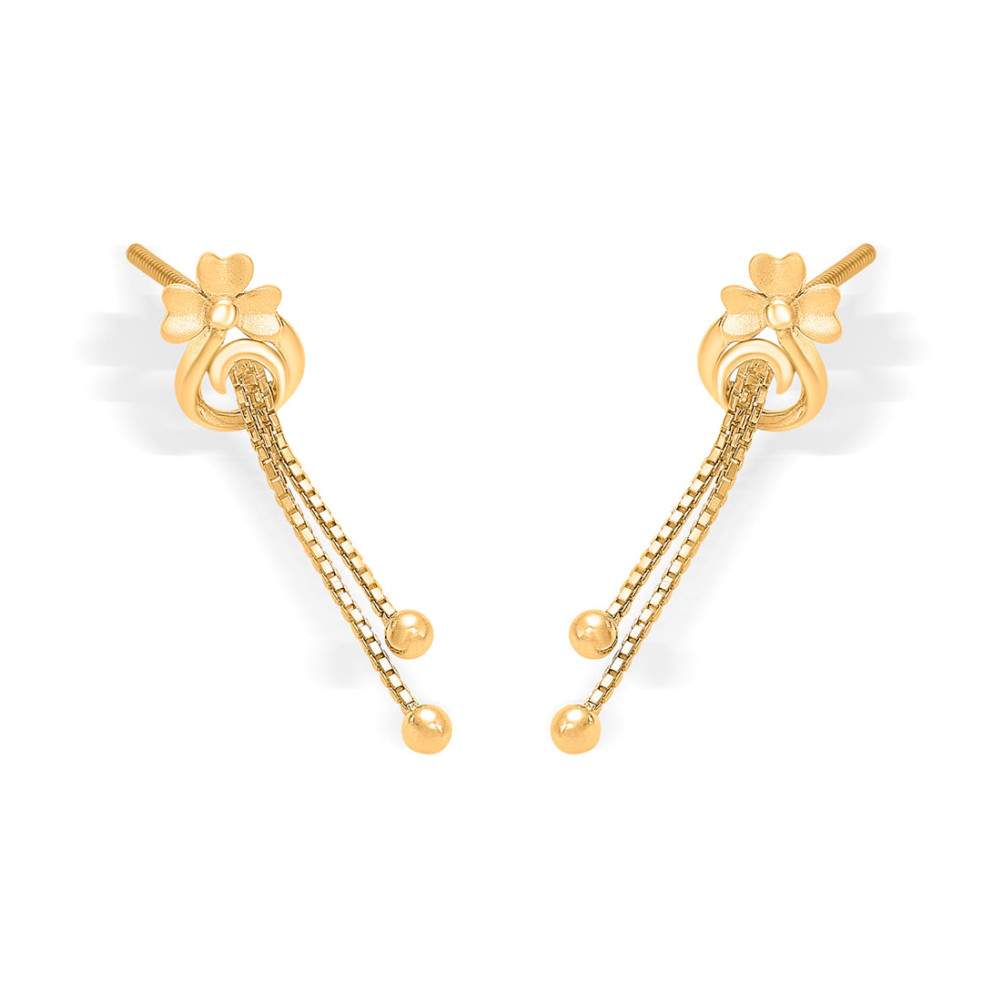 velvet vines yellow gold dangler earring for women