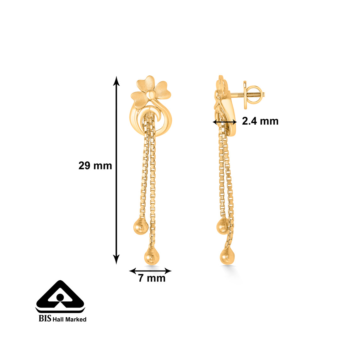 velvet vines yellow gold dangler earring for women