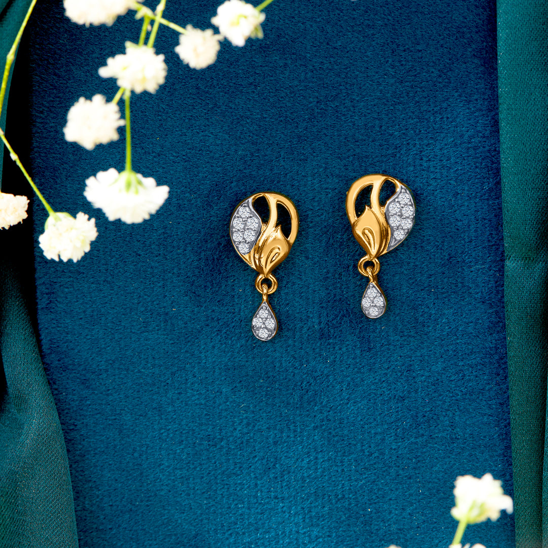 crystalline breeze yellow gold dangler earring for woman