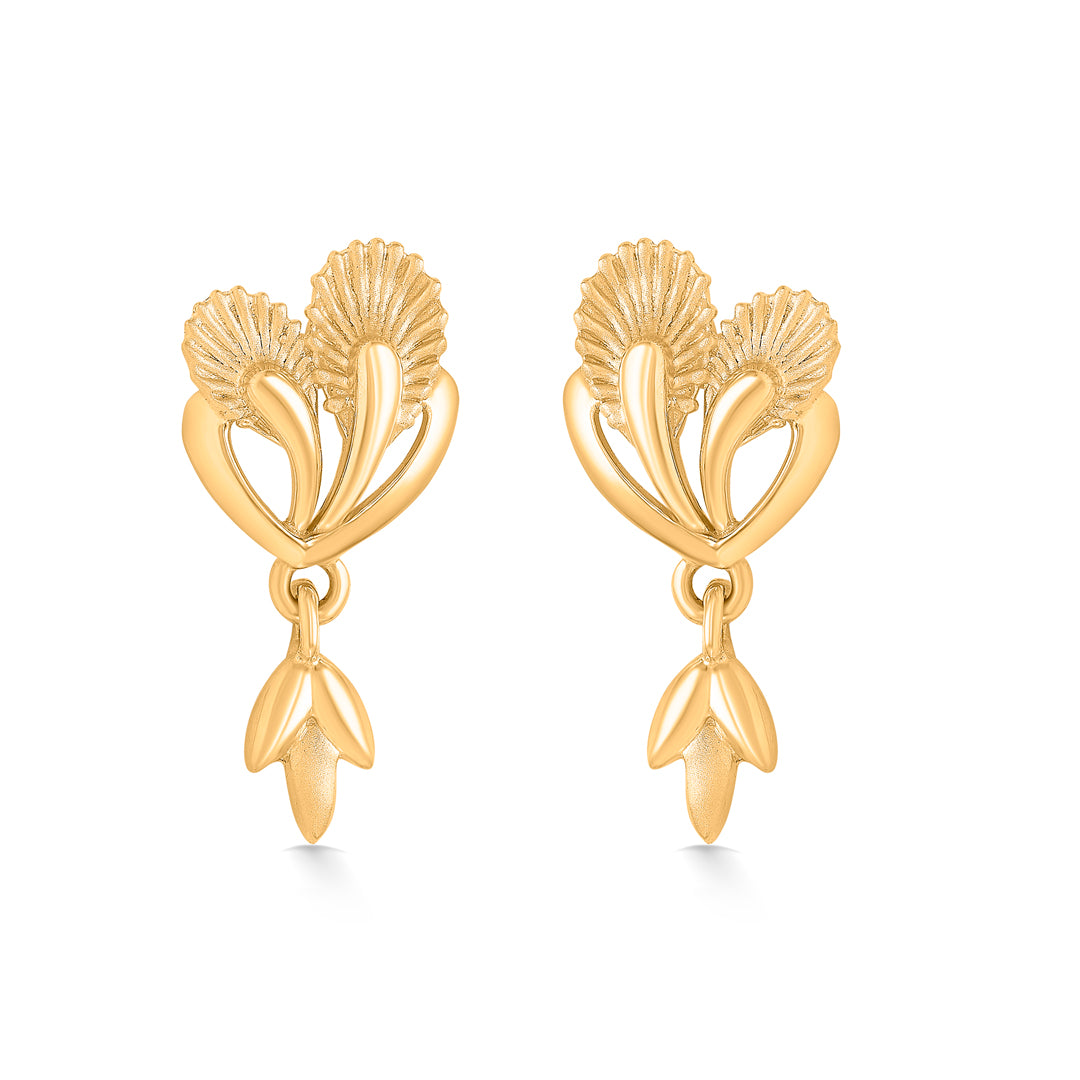 Blooming Horizon Yellow Gold Dangler Earring For Women