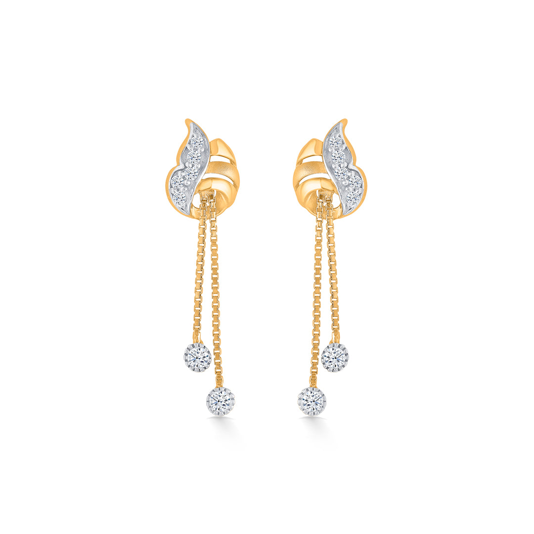 Serene Swirls Yellow Gold Dangler Earring For Women